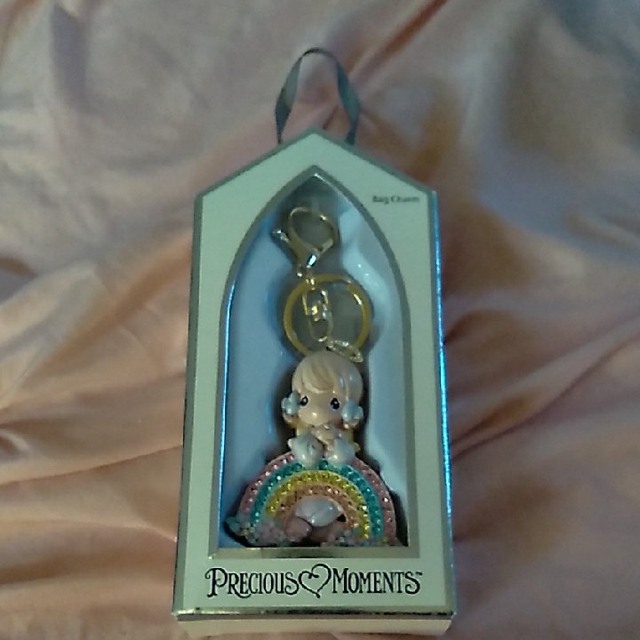 Precious Moments Pastel Rainbow Bag Charm With Gold Hardware